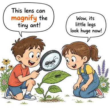magnify (büyütmek, abartmak) karikatürü — diyalogla bağlam içinde öğren