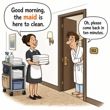 maid (hizmetçi, temizlikçi) karikatürü — diyalogla bağlam içinde öğren