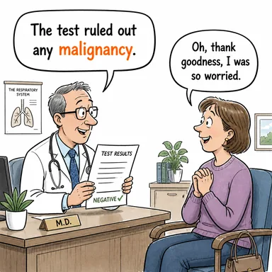 malignancy (kötü huyluluk (tümör); kin, garaz) karikatürü — diyalogla bağlam içinde öğren