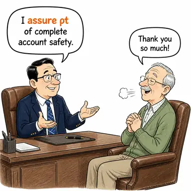 assure of (garanti etmek, güvence vermek, ikna etmek) karikatürü — diyalogla bağlam içinde öğren
