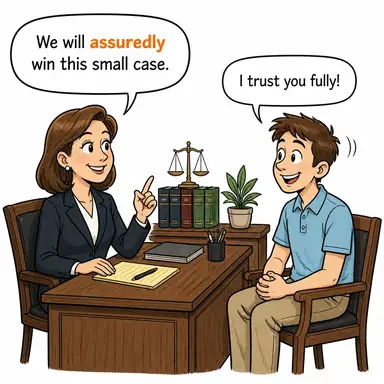 assuredly (kesinlikle, elbette, şüphesiz) karikatürü — diyalogla bağlam içinde öğren