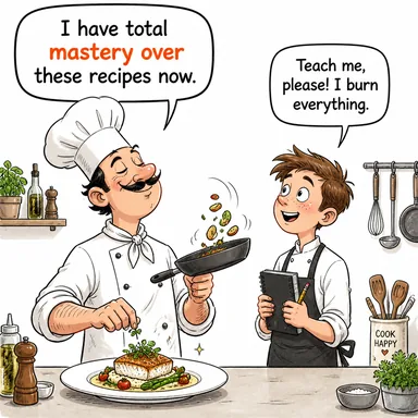 mastery over (hakimiyet, üstünlük, tam kontrol) karikatürü — diyalogla bağlam içinde öğren