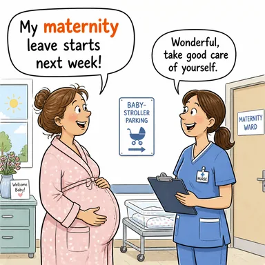 maternity (annelik, analık) karikatürü — diyalogla bağlam içinde öğren