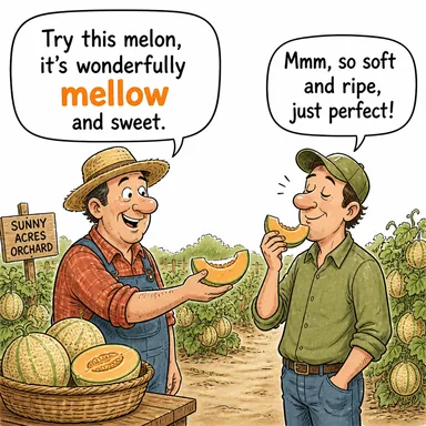 mellow (yumuşak (tat/ses), olgun, sakin) karikatürü — diyalogla bağlam içinde öğren