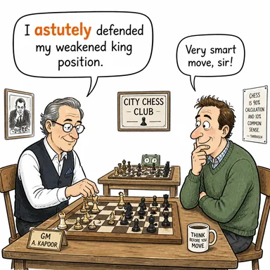 astutely (zekice, ferasetle, kurnazca) karikatürü — diyalogla bağlam içinde öğren