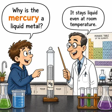 mercury (cıva (element)) karikatürü — diyalogla bağlam içinde öğren