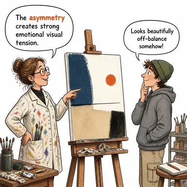 asymmetry (asimetri, uyumsuzluk, orantısızlık) karikatürü — diyalogla bağlam içinde öğren