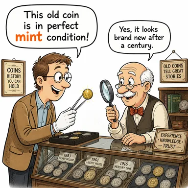 mint (nane; darphane; (sıfat) yepyeni/gıcır) karikatürü — diyalogla bağlam içinde öğren