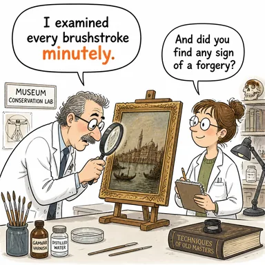 minutely (en ince ayrıntısına kadar, inceden inceye, dikkatlice) karikatürü — diyalogla bağlam içinde öğren