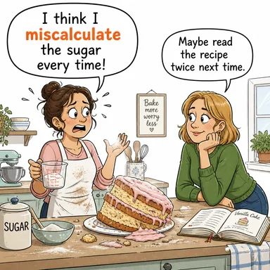 miscalculate (yanlış hesaplamak, hata yapmak) karikatürü — diyalogla bağlam içinde öğren