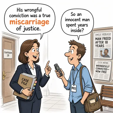 miscarriage (düşük (gebelik); (hukuk) yanlışlık, başarısızlık) karikatürü — diyalogla bağlam içinde öğren