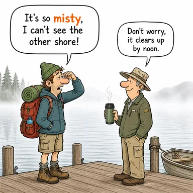 misty (sisli, puslu, bulanık) karikatürü — diyalogla bağlam içinde öğren