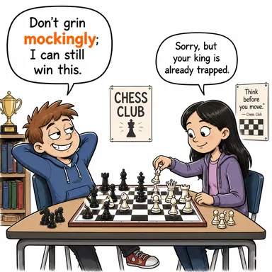 mockingly (alaycı bir şekilde, dalga geçerek) karikatürü — diyalogla bağlam içinde öğren
