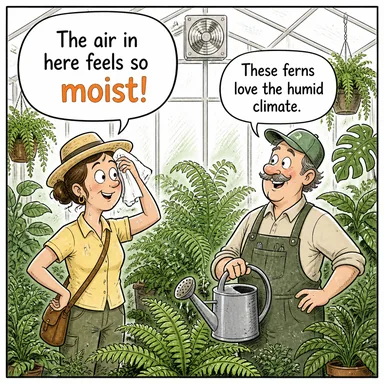 moist (nemli, rutubetli) karikatürü — diyalogla bağlam içinde öğren
