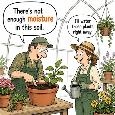 moisture (nem, rutubet) karikatürü — diyalogla bağlam içinde öğren