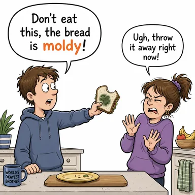 moldy (küflü, küflenmiş) karikatürü — diyalogla bağlam içinde öğren