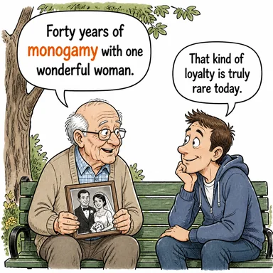 monogamy (tek eşlilik, monogami) karikatürü — diyalogla bağlam içinde öğren