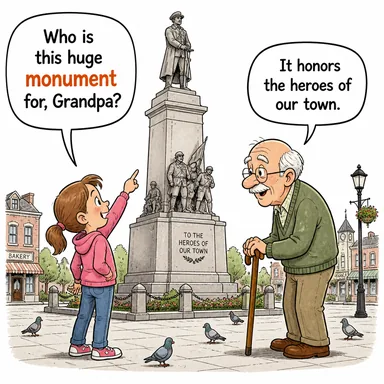 monument (anıt, abide) karikatürü — diyalogla bağlam içinde öğren