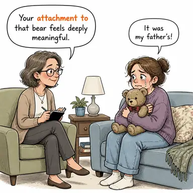 attachment to (bağlılık, sadakat, eklenti) karikatürü — diyalogla bağlam içinde öğren