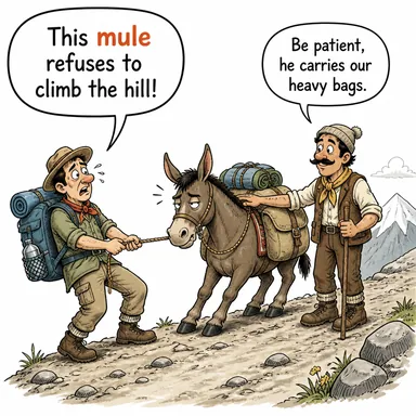 mule (katır) karikatürü — diyalogla bağlam içinde öğren