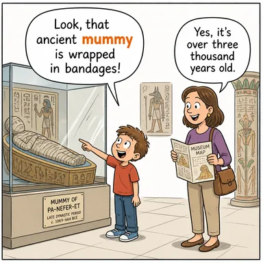mummy (mumya) karikatürü — diyalogla bağlam içinde öğren