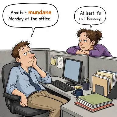 mundane (sıradan, dünyevi, bayağı) karikatürü — diyalogla bağlam içinde öğren