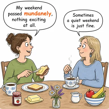 mundanely (sıradan bir şekilde) karikatürü — diyalogla bağlam içinde öğren