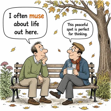 muse (derin derin düşünmek, kafa yormak) karikatürü — diyalogla bağlam içinde öğren
