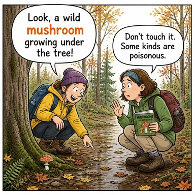 mushroom (mantar) karikatürü — diyalogla bağlam içinde öğren