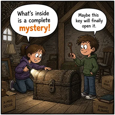mystery (gizem, sır, muamma) karikatürü — diyalogla bağlam içinde öğren