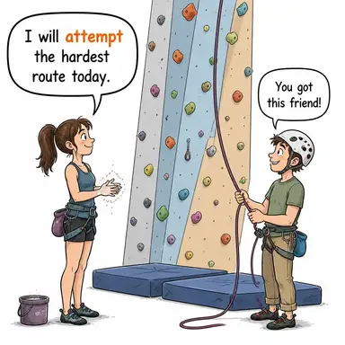 attempt (çabalamak, girişmek, teşebbüs etmek) karikatürü — diyalogla bağlam içinde öğren