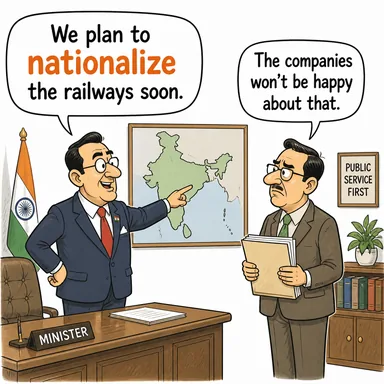 nationalize (kamulaştırmak, devletleştirmek) karikatürü — diyalogla bağlam içinde öğren