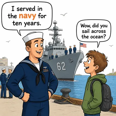 navy (donanma, deniz kuvvetleri) karikatürü — diyalogla bağlam içinde öğren