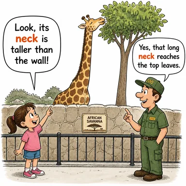 neck (boyun) karikatürü — diyalogla bağlam içinde öğren