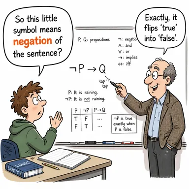 negation (ret, inkar, olumsuzlama) karikatürü — diyalogla bağlam içinde öğren