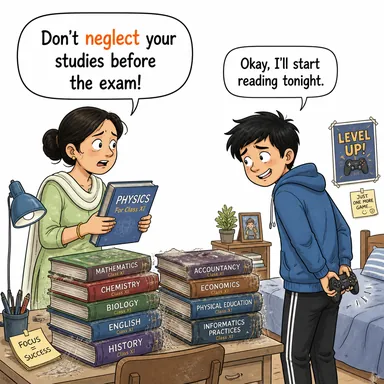 neglect (ihmal etmek, savsaklamak) karikatürü — diyalogla bağlam içinde öğren