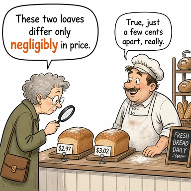 negligibly (önemsiz derecede, göz ardı edilebilir şekilde) karikatürü — diyalogla bağlam içinde öğren