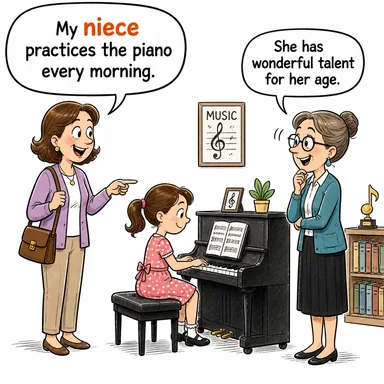 niece (kız yeğen) karikatürü — diyalogla bağlam içinde öğren
