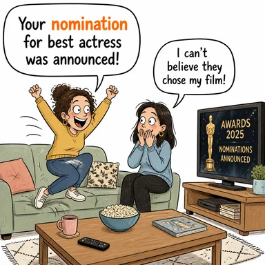 nomination (aday gösterme, adaylık) karikatürü — diyalogla bağlam içinde öğren