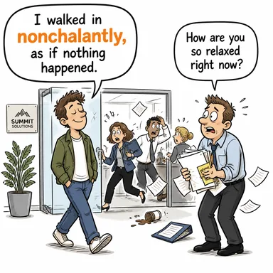 nonchalantly (umursamazca, soğukkanlılıkla) karikatürü — diyalogla bağlam içinde öğren