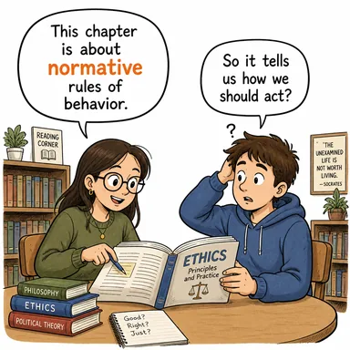 normative (kural koyucu, standart belirleyen, kuralcı) karikatürü — diyalogla bağlam içinde öğren