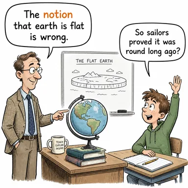 notion (kavram, düşünce, inanç) karikatürü — diyalogla bağlam içinde öğren