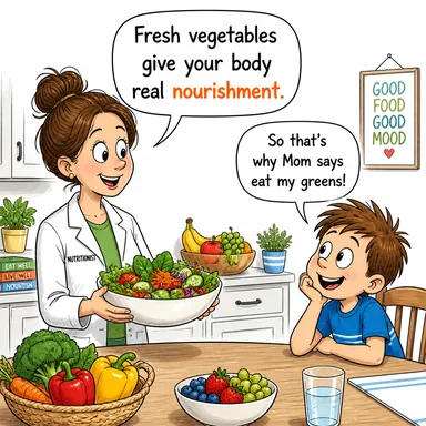 nourishment (beslenme, gıda, besin) karikatürü — diyalogla bağlam içinde öğren