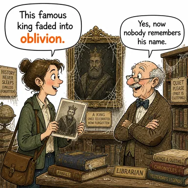 oblivion (unutulup gitme, yok olma, kayıtsızlık hali) karikatürü — diyalogla bağlam içinde öğren