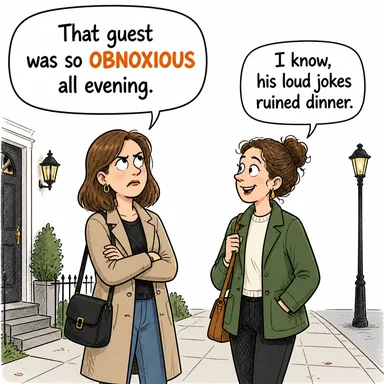 obnoxious (tiksindirici, itici, çekilmez) karikatürü — diyalogla bağlam içinde öğren