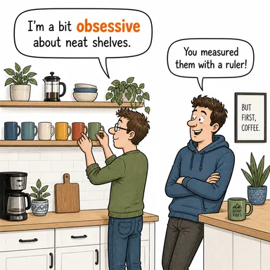 obsessive (takıntılı, saplantılı) karikatürü — diyalogla bağlam içinde öğren