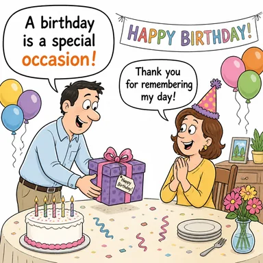 occasion (fırsat, durum, vesile, özel gün) karikatürü — diyalogla bağlam içinde öğren