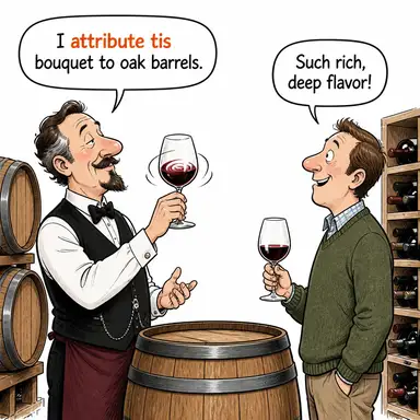 attribute to (atfetmek, ...-e bağlamak, ...-den kaynaklandığını söylemek) karikatürü — diyalogla bağlam içinde öğren