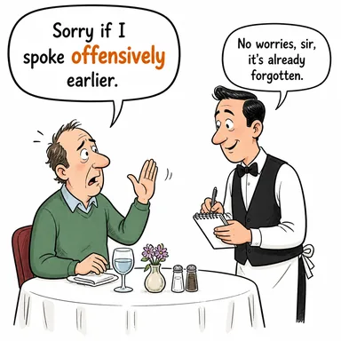 offensively (saldırganca, kaba bir şekilde) karikatürü — diyalogla bağlam içinde öğren
