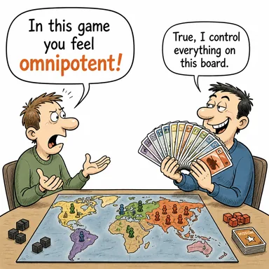 omnipotent (her şeye gücü yeten, kadir-i mutlak) karikatürü — diyalogla bağlam içinde öğren